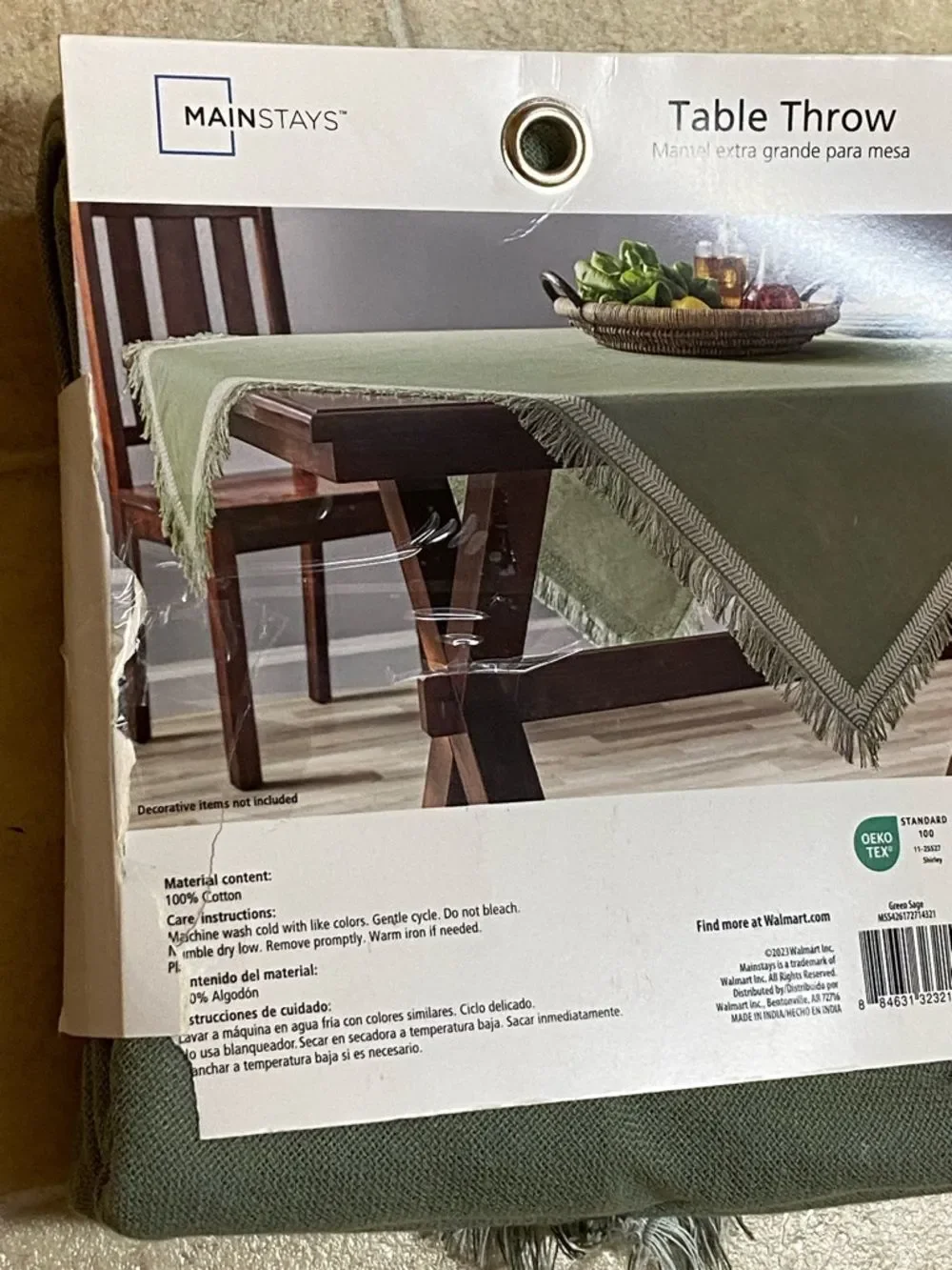 2/$30 Mainstays Olive Fringe Table Throw